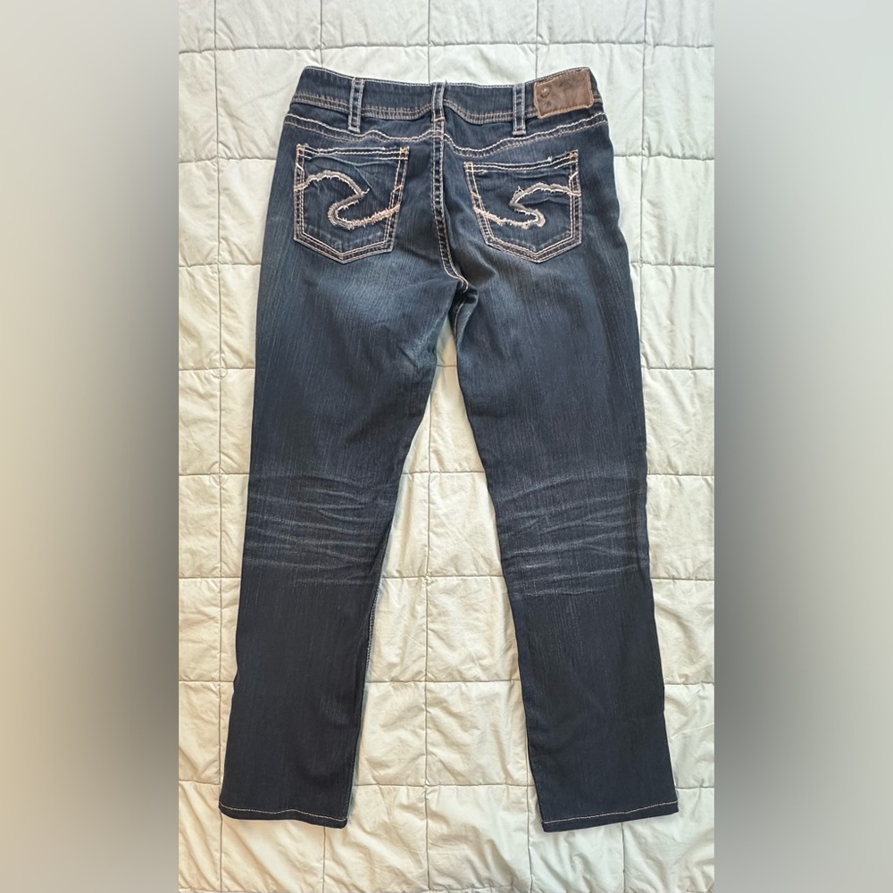 Silver Suki Jeans Dark Blue Denim with Contrast Stitching